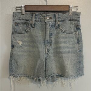 Madewell High Rise Denim Shorts Size 24‎ Light Wash Distressed